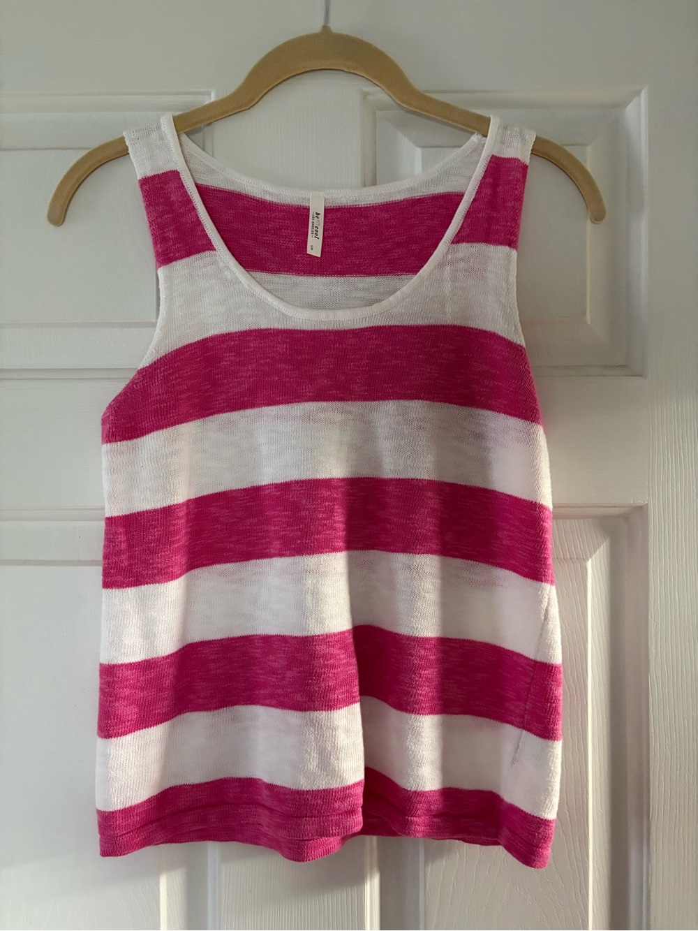 BE COOL Pink & White Striped Knit Tank